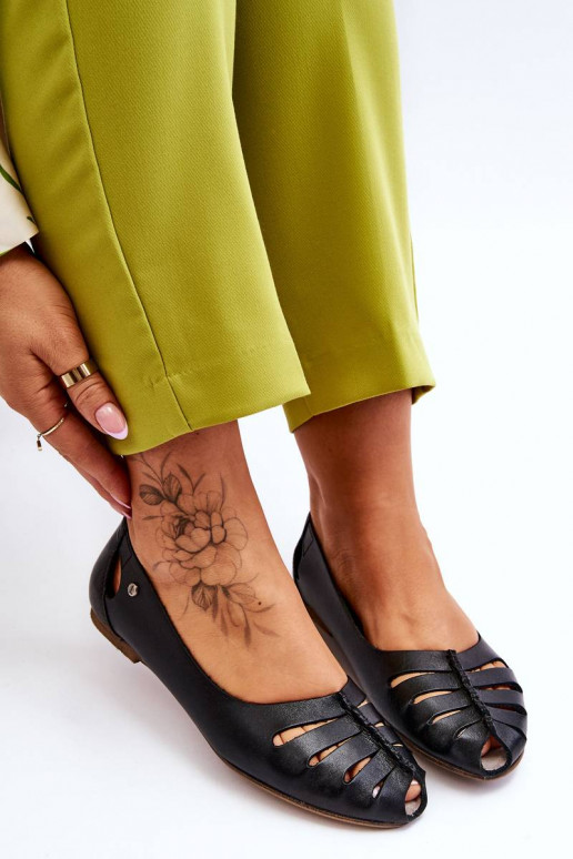 Ballerines confortables en cuir naturel de couleur noire Lemar Luka
