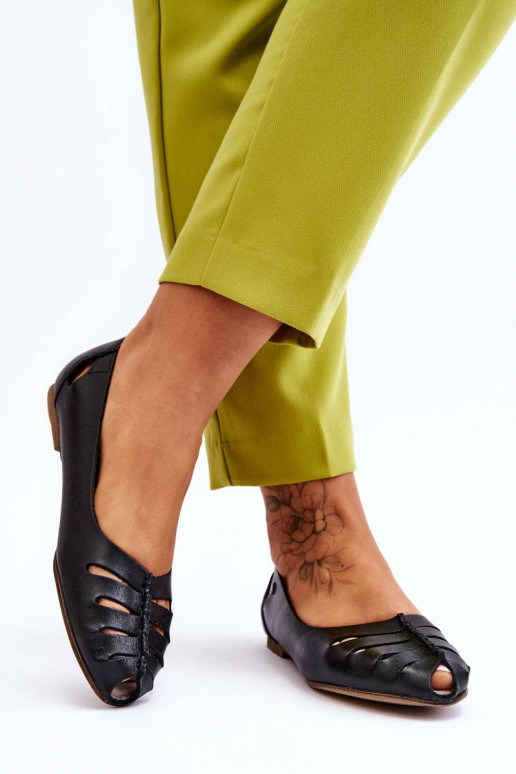 Ballerines confortables en cuir naturel de couleur noire Lemar Luka