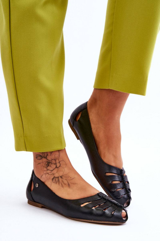 Ballerines confortables en cuir naturel de couleur noire Lemar Luka
