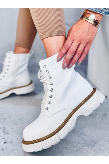 Bottines à lacets de couleur blanche PEDDY WHITE