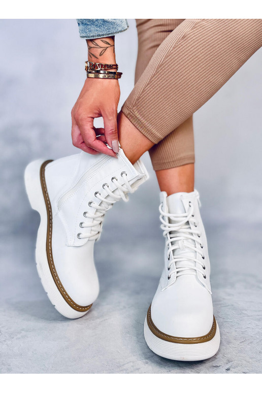 Bottines à lacets de couleur blanche PEDDY WHITE
