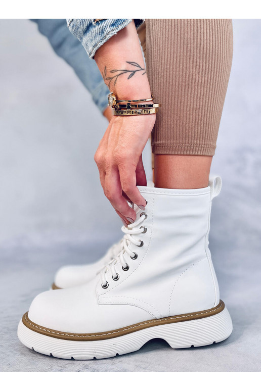 Bottines à lacets de couleur blanche PEDDY WHITE