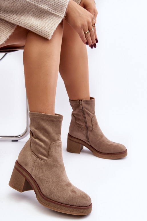 Bottines à talons couleur beige Argastis