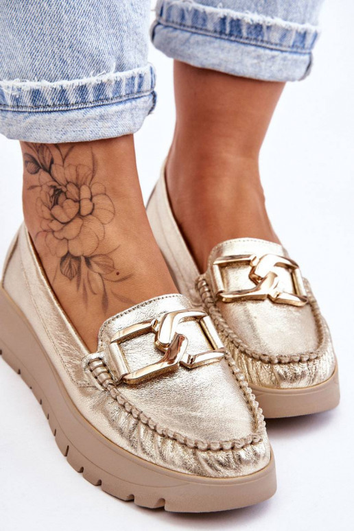 Mocassins à plateforme ornés d'or par Lemar Desmond