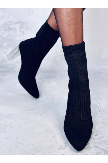 Bottines stylées à talon transparent DESTANI NOIR 2