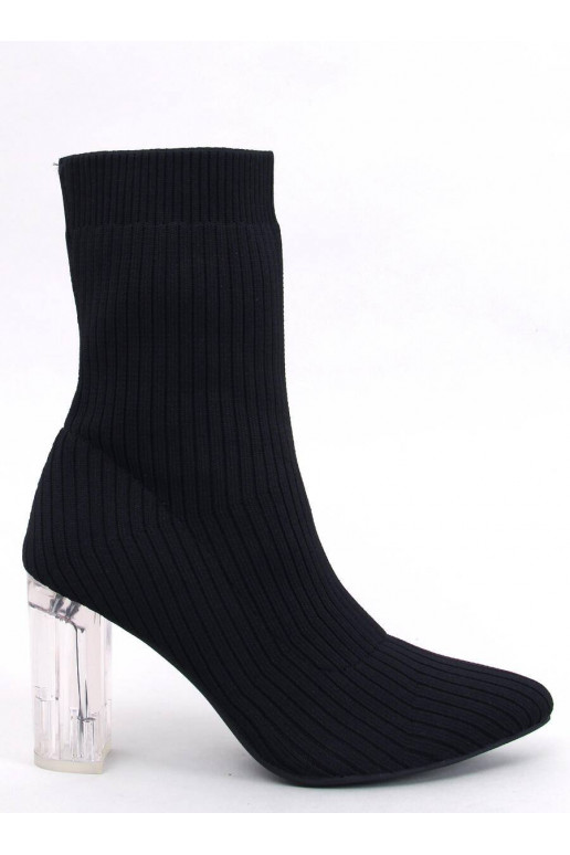 Bottines stylées à talon transparent DESTANI NOIR