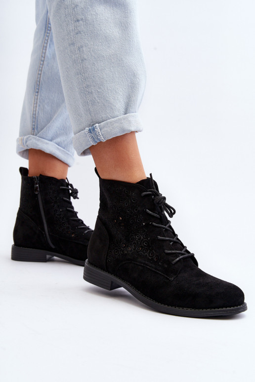 S.Barski Boots noires à motifs