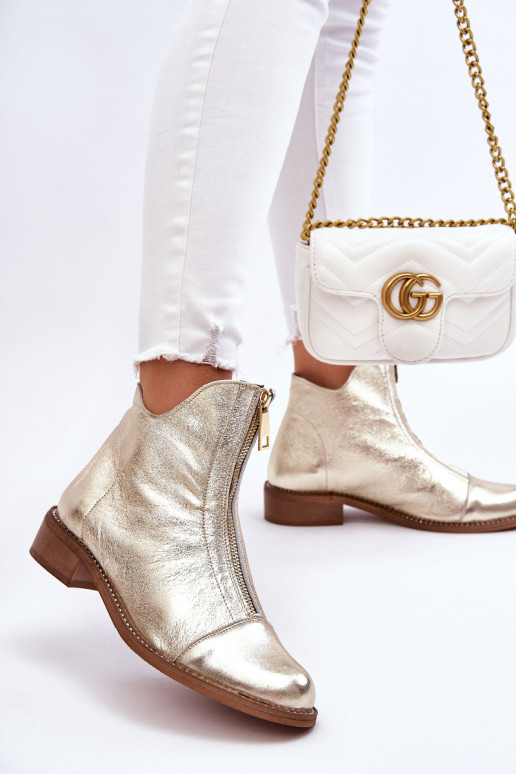 Stiefel mit Reißverschlüssen in der Farbe Gold von Zazoo