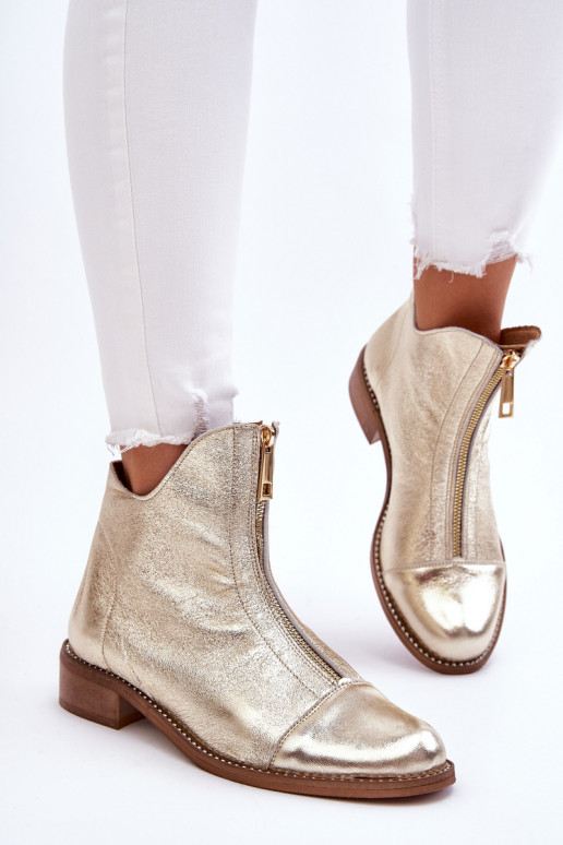Stiefel mit Reißverschlüssen in der Farbe Gold von Zazoo