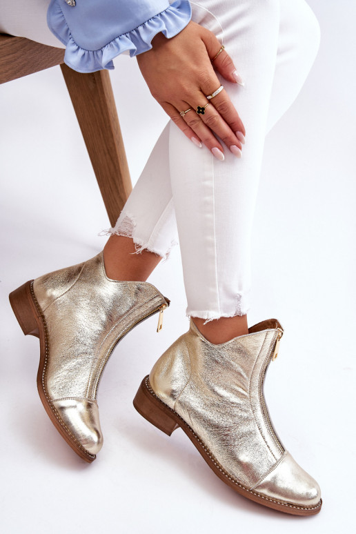 Stiefel mit Reißverschlüssen in der Farbe Gold von Zazoo