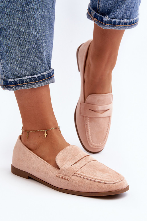 Mocassins modèle classique de couleur rose Olevin