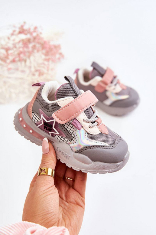 Chaussures de sport légères pour enfants de couleur gris-rose Mobby
