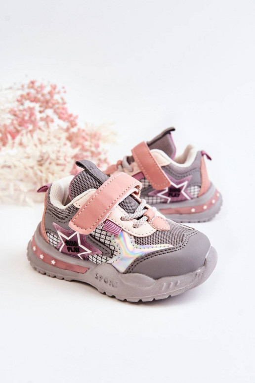 Chaussures de sport légères pour enfants de couleur gris-rose Mobby