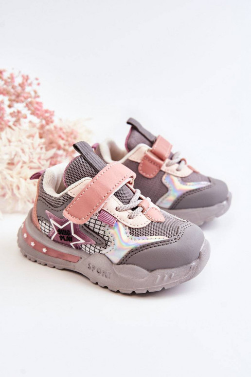 Chaussures de sport légères pour enfants de couleur gris-rose Mobby