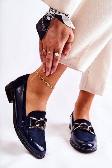 Mocassins modèle classique avec chaînes Laura Messi bleu foncé