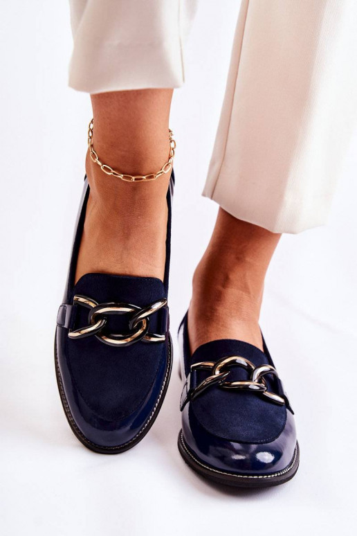 Mocassins modèle classique avec chaînes Laura Messi bleu foncé