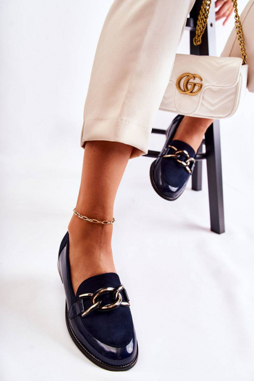 Mocassins modèle classique avec chaînes Laura Messi bleu foncé