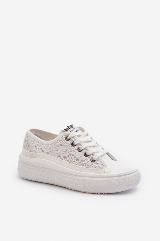 Chaussures de loisirs avec motifs en dentelle de couleur blanche Lee Cooper
