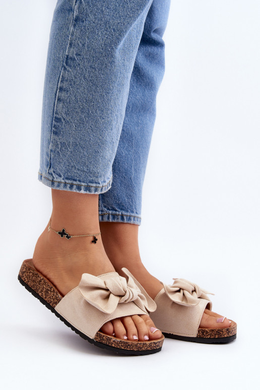 Chaussons femme avec ruban beige Ezephira