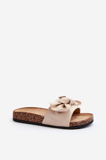 Chaussons femme avec ruban beige Ezephira 2