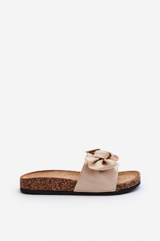 Chaussons femme avec ruban beige Ezephira