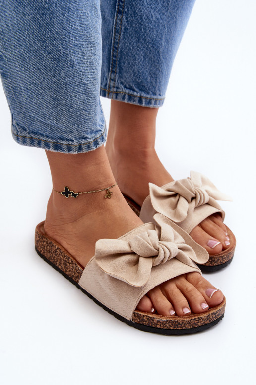 Chaussons femme avec ruban beige Ezephira