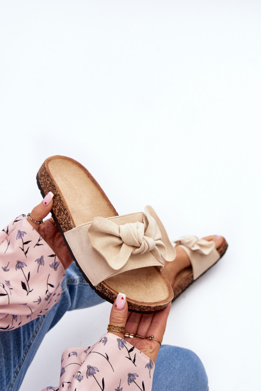 Chaussons femme avec ruban beige Ezephira