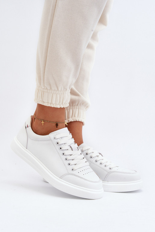 Baskets modèle chaussures cuir naturel couleur blanc Dimpna