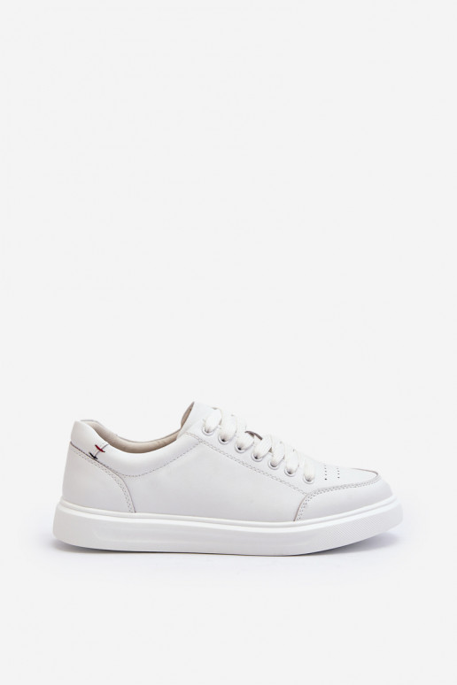 Baskets modèle chaussures cuir naturel couleur blanc Dimpna
