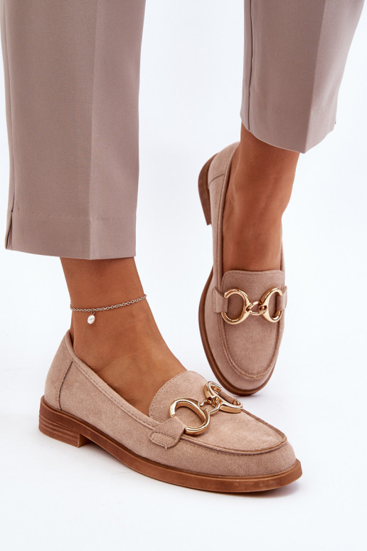 Mocassins élégants en daim avec ornements beige Echonesa