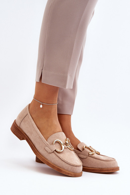 Mocassins élégants en daim avec ornements beige Echonesa