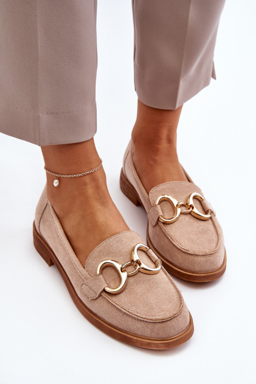 Mocassins élégants en daim avec ornements beige Echonesa