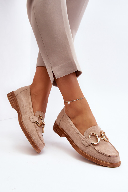 Mocassins élégants en daim avec ornements beige Echonesa