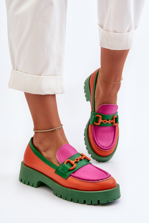 Mocassins CheBello orange avec ornements Mocassins CheBello orange avec ornements