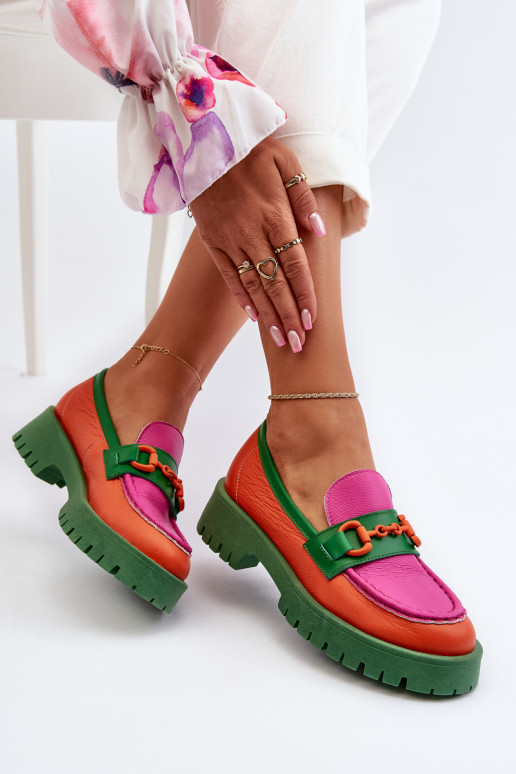 CheBello oranje mocassins met ornamenten CheBello oranje mocassins met ornamenten