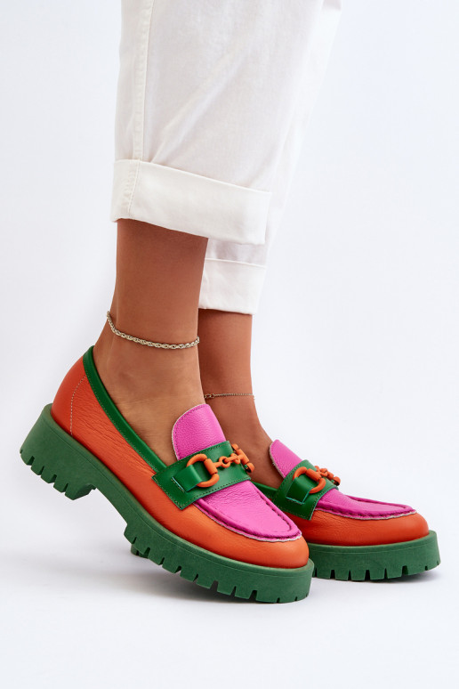 CheBello oranje mocassins met ornamenten CheBello oranje mocassins met ornamenten