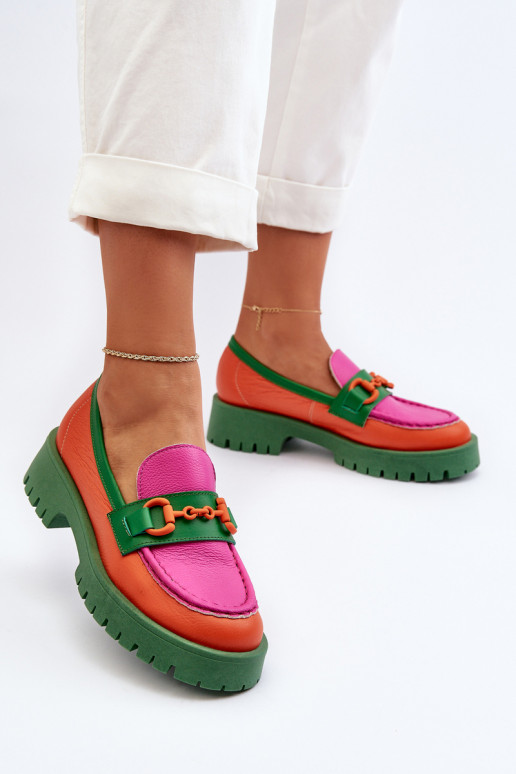 CheBello oranje mocassins met ornamenten CheBello oranje mocassins met ornamenten