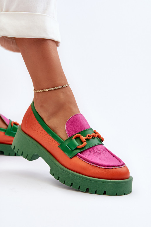 Mocassins CheBello orange avec ornements Mocassins CheBello orange avec ornements