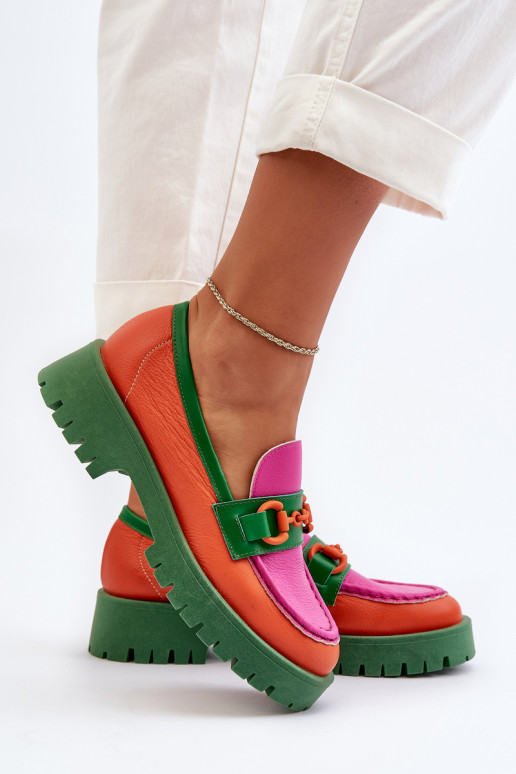 Mocassins CheBello orange avec ornements Mocassins CheBello orange avec ornements