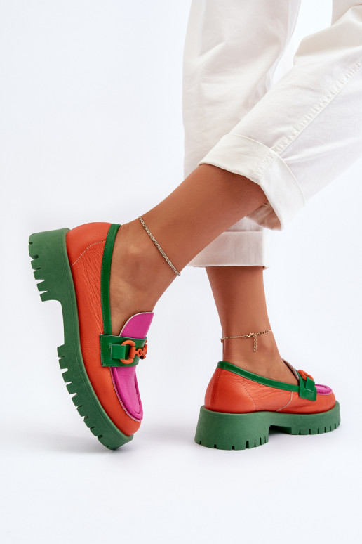 Mocassins CheBello orange avec ornements Mocassins CheBello orange avec ornements