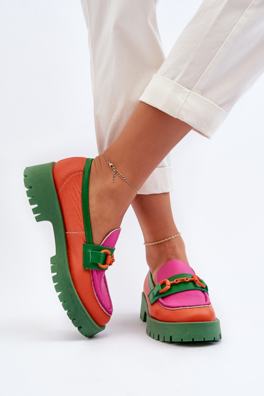 CheBello oranje mocassins met ornamenten CheBello oranje mocassins met ornamenten