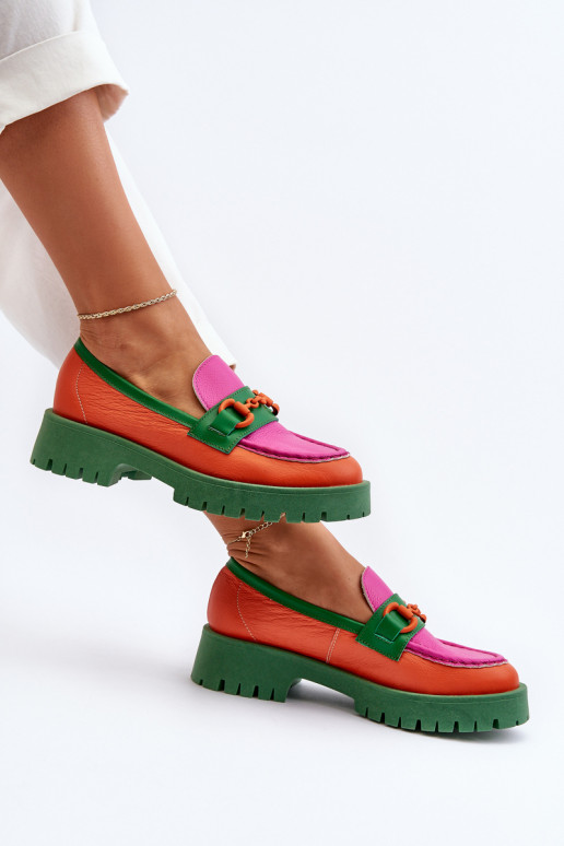 CheBello oranje mocassins met ornamenten CheBello oranje mocassins met ornamenten