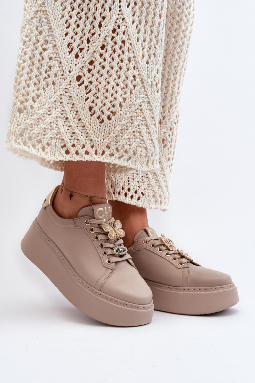 Baskets modèle chaussures avec de beaux détails CheBello 4292 beige