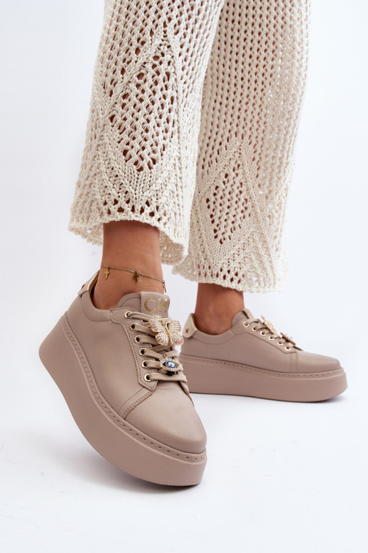 Baskets modèle chaussures avec de beaux détails CheBello 4292 beige
