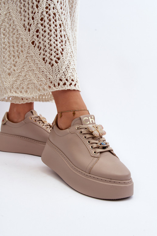 Sneakers Modellschuhe mit schönen Details CheBello 4292 beige
