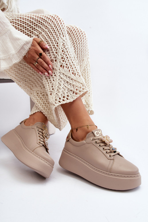 Baskets modèle chaussures avec de beaux détails CheBello 4292 beige