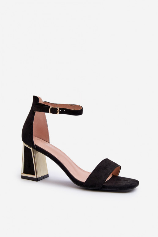 sandales en daim à talons de couleur noire Pholia