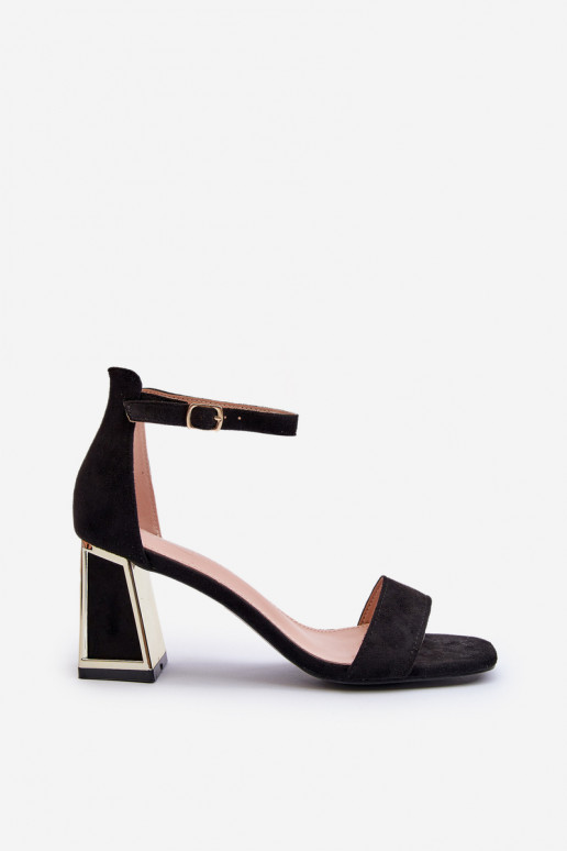 sandales en daim à talons de couleur noire Pholia