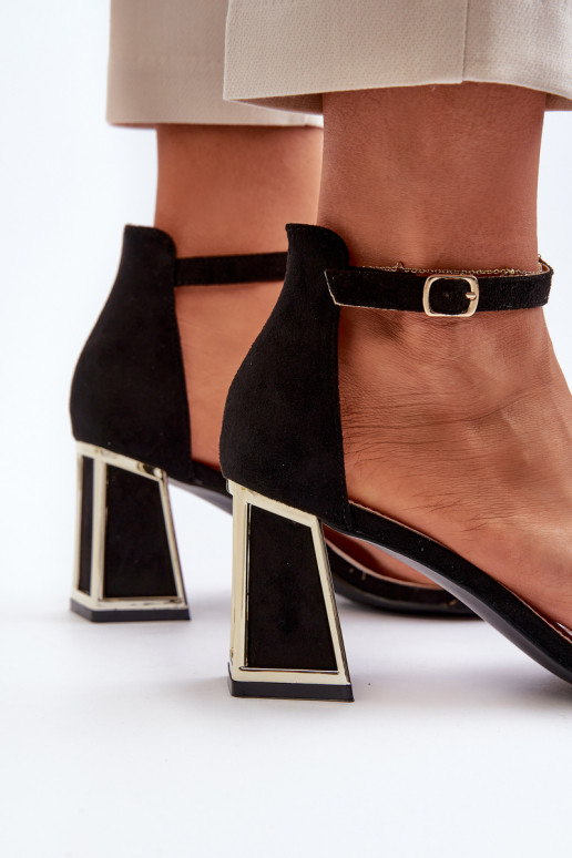 sandales en daim à talons de couleur noire Pholia