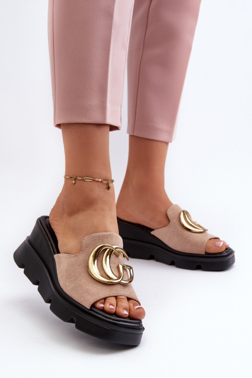Chaussons femme beige Iaria